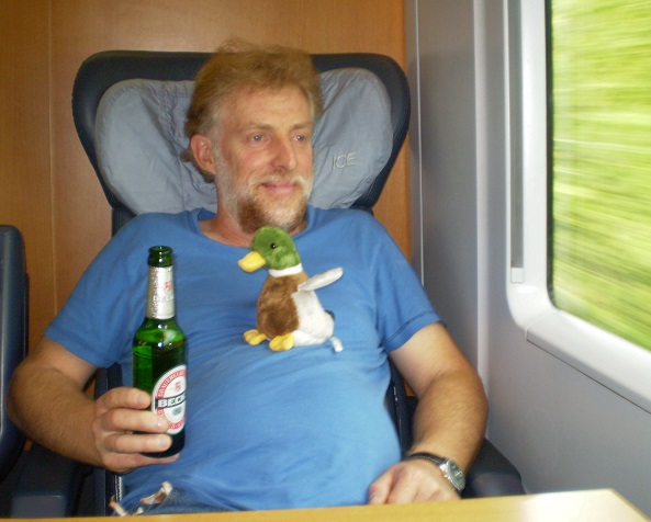 Living it up on a fast train to Switzerland.