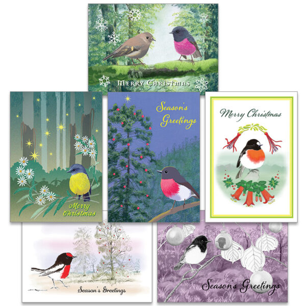 Set of 6 Australian Robin Christmas cards