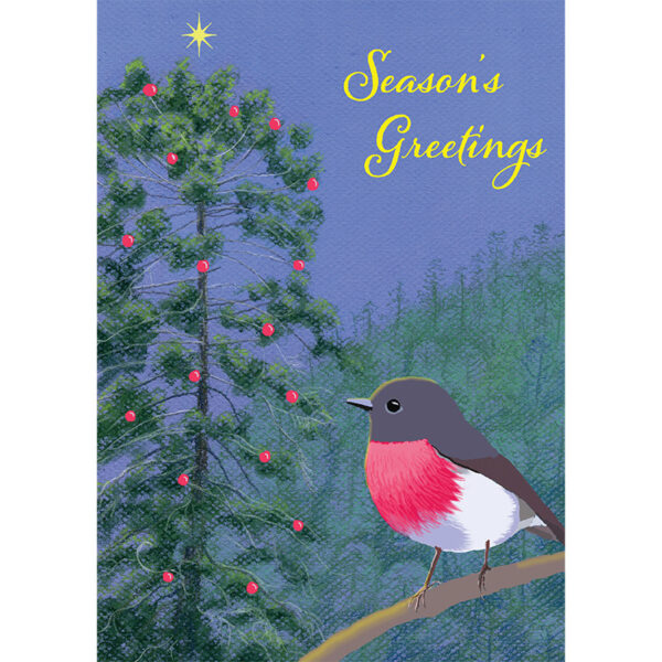 Rose Robin and Hoop Pine Christmas card